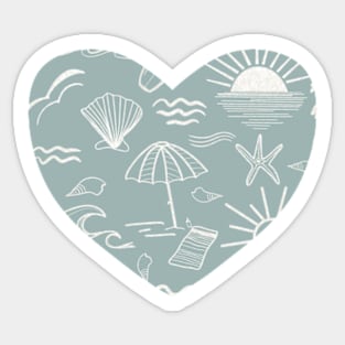 Beach Day Pale Blue and White Sticker